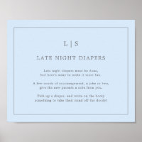 Juego de Baby Shower Simple Blue Late Night Diaper