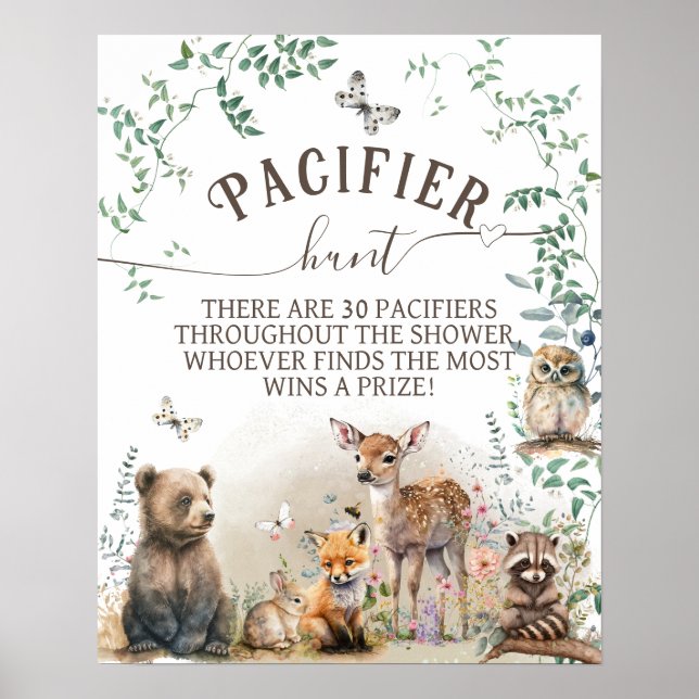 Póster Juego de Baby Shower sobre la vegetación de los bo (Frente)