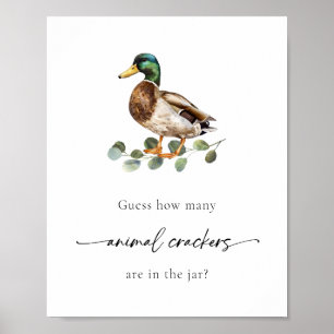Póster Juego de Baby Shower Watercolor Duck Animal Cracke