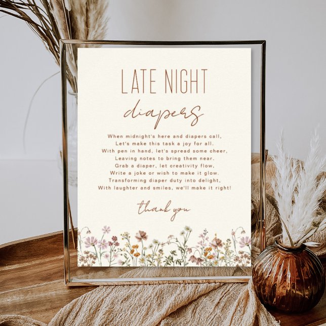 Póster Juego de Baby Shower Wildflower Late Night Diapers (Subido por el creador)
