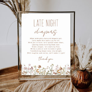 Póster Juego de Baby Shower Wildflower Late Night Diapers