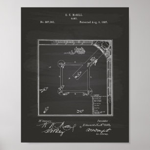 Póster Juego de béisbol 1887 Patent Art Chalkboard