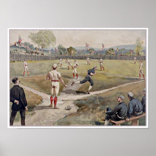 Póster Juego de béisbol Louis Prang Antique Print 1887