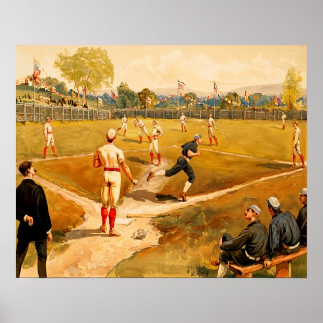 Póster Juego de béisbol vintage (Frente)