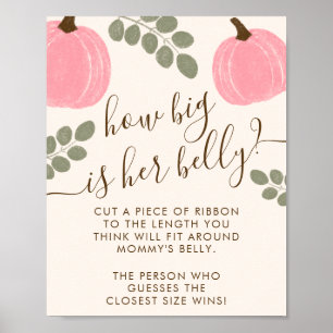 Póster Juego de Belly Baby Shower de calabaza rosa Eucali