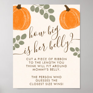 Póster Juego de Belly de Baby Shower de calabaza mate Euc