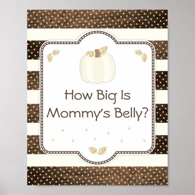 Póster Juego de Belly de mami de Baby Shower, marfil de m (Frente)
