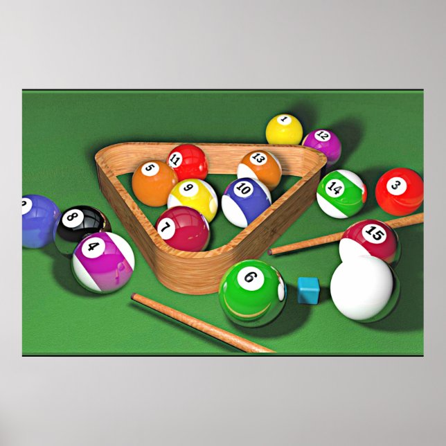 Póster Juego de Billiards, colorido (Frente)