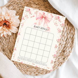 Póster Juego de bingo para baby shower floral Cottage con