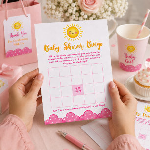 Póster Juego de Bingo Soleado Amarillo Chic para Baby Sho