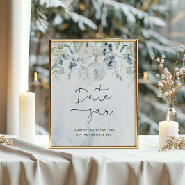Póster Juego de boda con frasco de fecha de eucalipto de