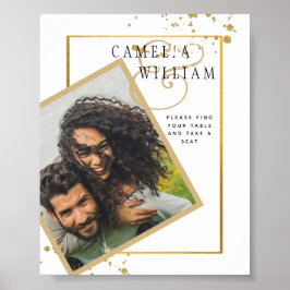 Póster Juego de Boda FOTO Blanco DORADO Moderno Clásico