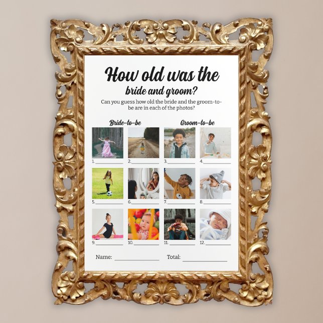 Póster Juego de Bodas ¿Qué edad tenía novia y novio? (Wedding Party Game How Old Was Bride And Groom Poster)
