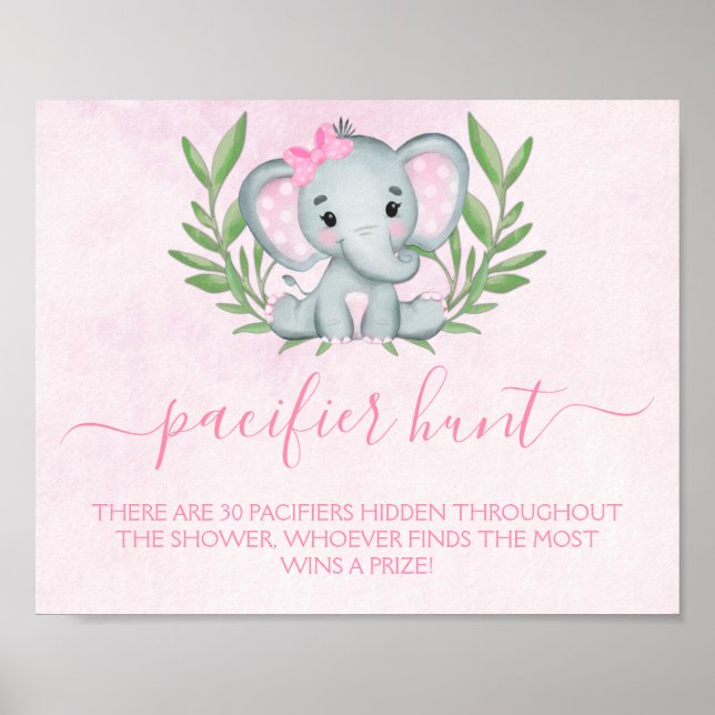 Póster Juego de búsqueda de chupete de elefante para baby (Frente)