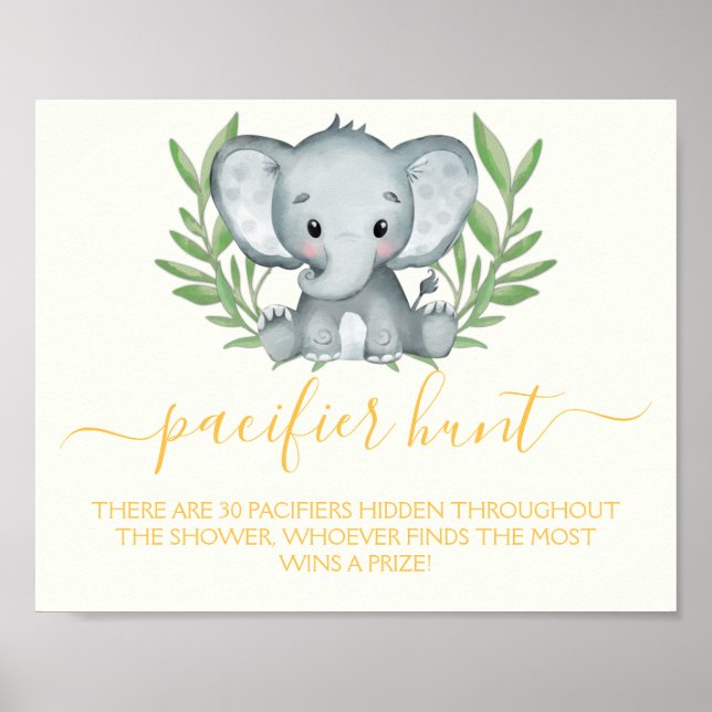 Póster Juego de búsqueda de chupete de elefante para baby (Frente)