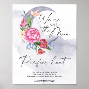 Póster Juego de búsqueda de chupete de flores de luna par