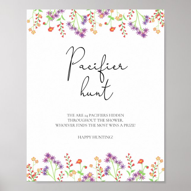 Póster Juego de búsqueda de chupete de flores silvestres  (Frente)