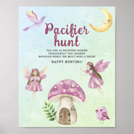 Póster Juego de búsqueda de chupete de hada para baby sho