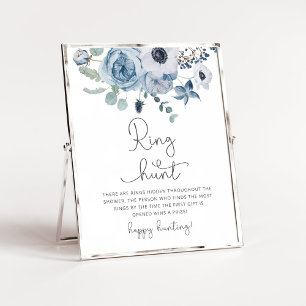 Póster Juego de búsqueda del anillo floral azul polvorien