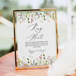 Póster Juego de búsqueda del anillo floral de flores silv