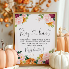 Póster Juego de búsqueda del anillo floral de otoño borgo