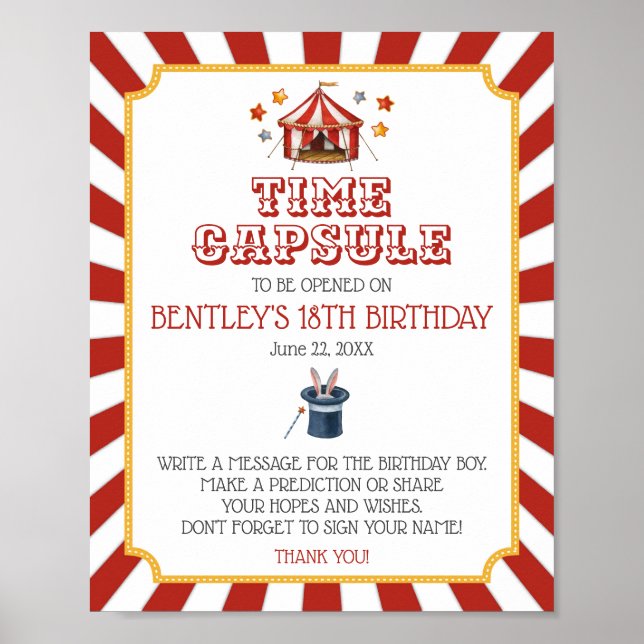 Póster juego de cápsulas de cumpleaños del carnaval de ci (Frente)