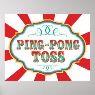 Póster Juego de Carnaval Rótulo Ping Pong Toss