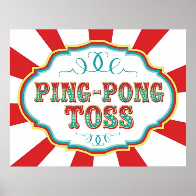 Póster Juego de Carnaval Rótulo Ping Pong Toss (Frente)