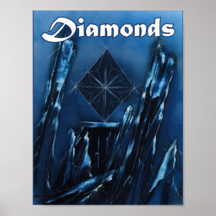 Póster Juego de cartas de diamante azul