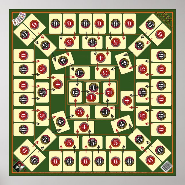 Póster Juego de cartas de seis generaciones - Mapa geneal (Frente)