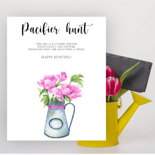 Póster Juego de caza de chupete para baby shower de flore