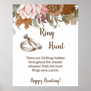 Póster Juego de Caza de Ring Shower Bridal Shower Boho Ró
