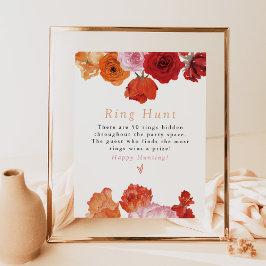 Póster Juego de caza del anillo de Prosecco floral brilla