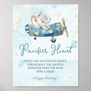 Póster Juego de caza del elefante del avión de Cute Adven