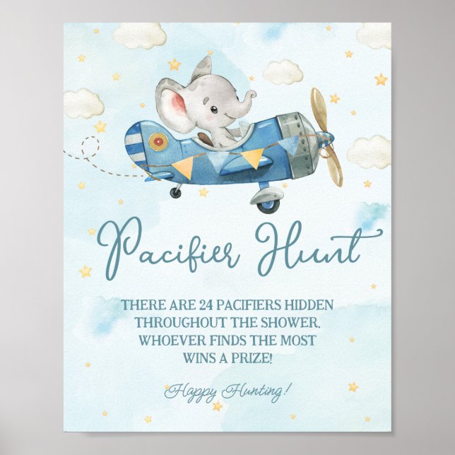 Póster Juego de caza del elefante del avión de Cute Adven (Frente)