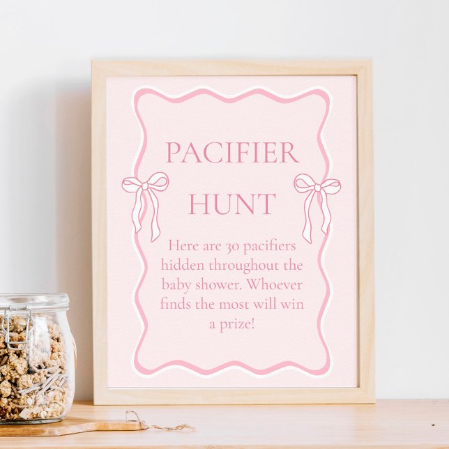 Póster Juego de caza del pacificador Baby Shower Bow rosa (Subido por el creador)