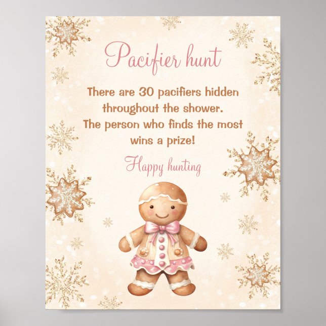 Póster Juego de caza del pacificador Baby Shower Chica de (Frente)