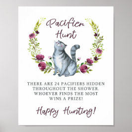 Póster Juego de caza del pacificador de Baby Shower Purr-