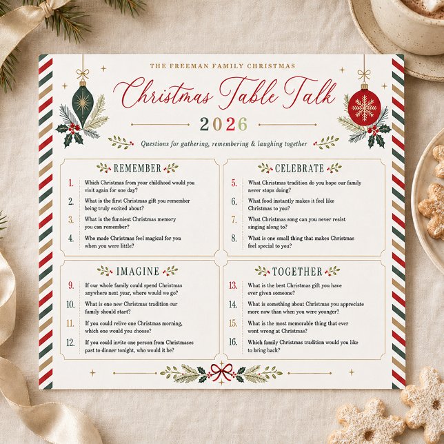 Póster Juego de conversación familiar Navidad Table Talk (A festive Christmas conversation game for meaningful family gatherings.)