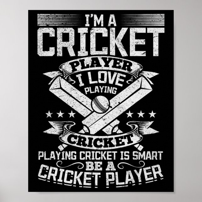 Póster Juego de Cricket - Jugar Cricket es Inteligente Se (Frente)
