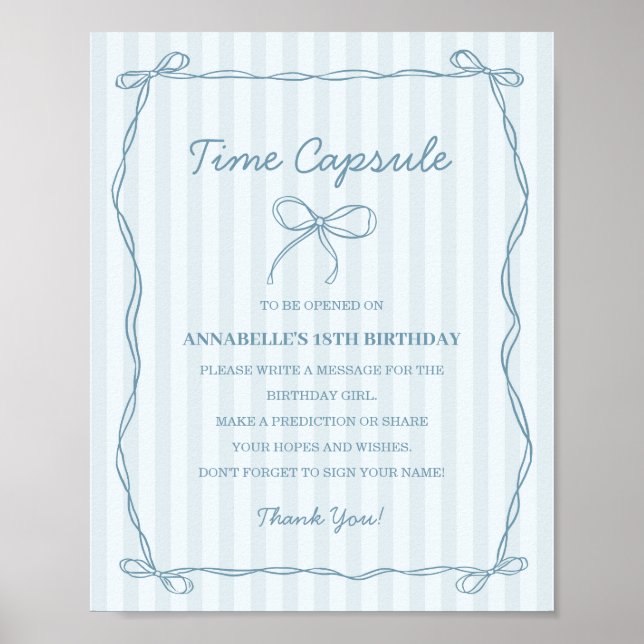 Póster Juego de cumpleaños de la cápsula de tiempo de Bow (Frente)