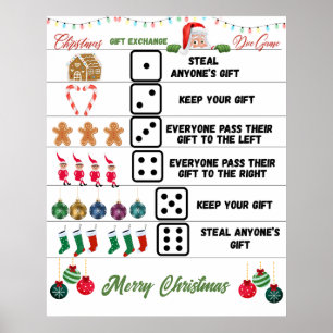 Póster Juego de dados para intercambio de regalos en fies