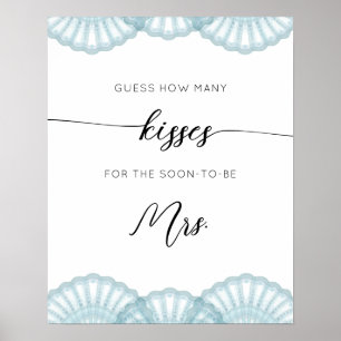 Póster Juego de ducha de novia Blue Shell cuántos besos