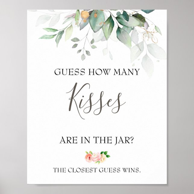 Póster Juego de Ducha de Novia Cuántos Besos (Frente)