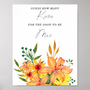 Póster Juego de ducha de novia de besos florales