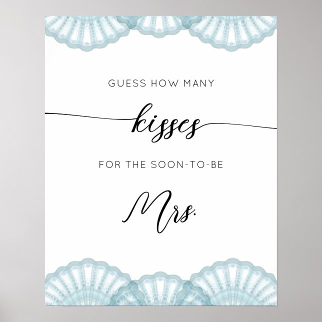 Póster Juego de ducha de novia de cuántos besos con conch (Frente)