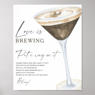 Póster Juego de ducha de novia Espresso, Ponle un anillo