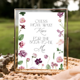 Póster Juego de Ducha de Novia Floral Adivina Cuántos Bes