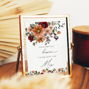 Póster Juego de Ducha de Novia Floral de Otoño Cuántos Be