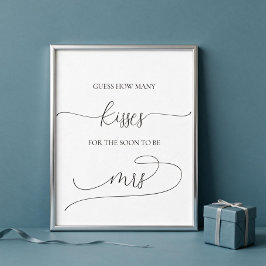 Póster Juego de Ducha de Novia Simple Minimal Cuántos Bes